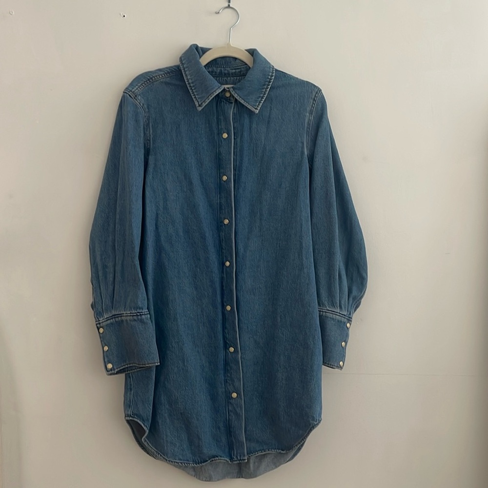 COS denim shirt dress, pearly buttons size US 6
